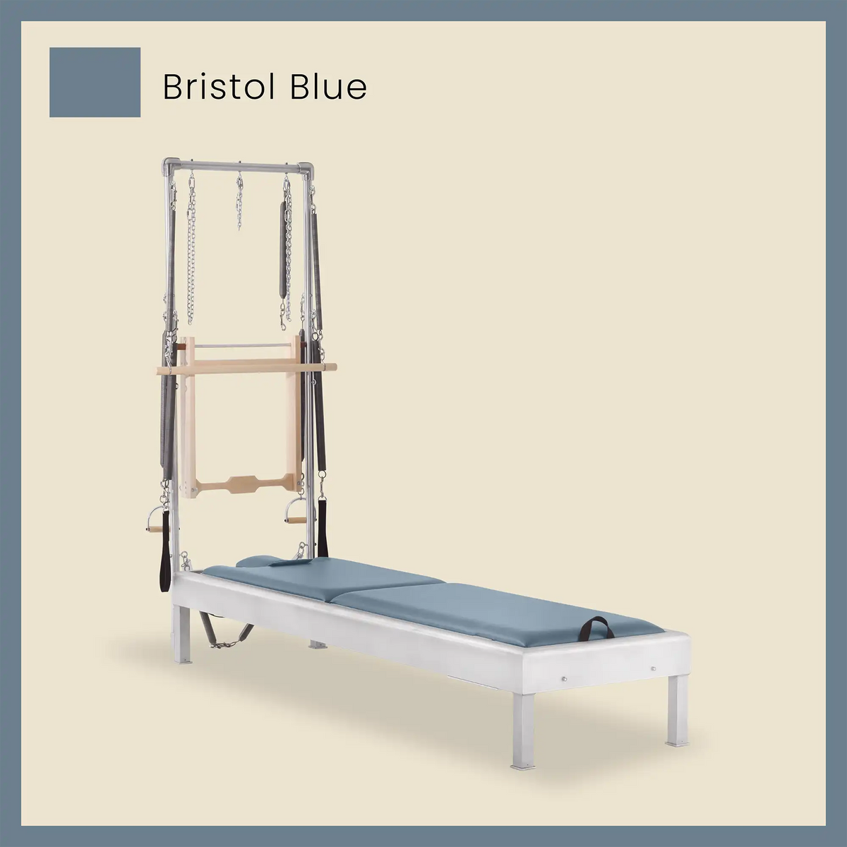 필라테스 리포머 캐딜락 콤보 – 알루미늄 리포머 + 하프 캐딜락 컨버전, 인서트 베드 포함
